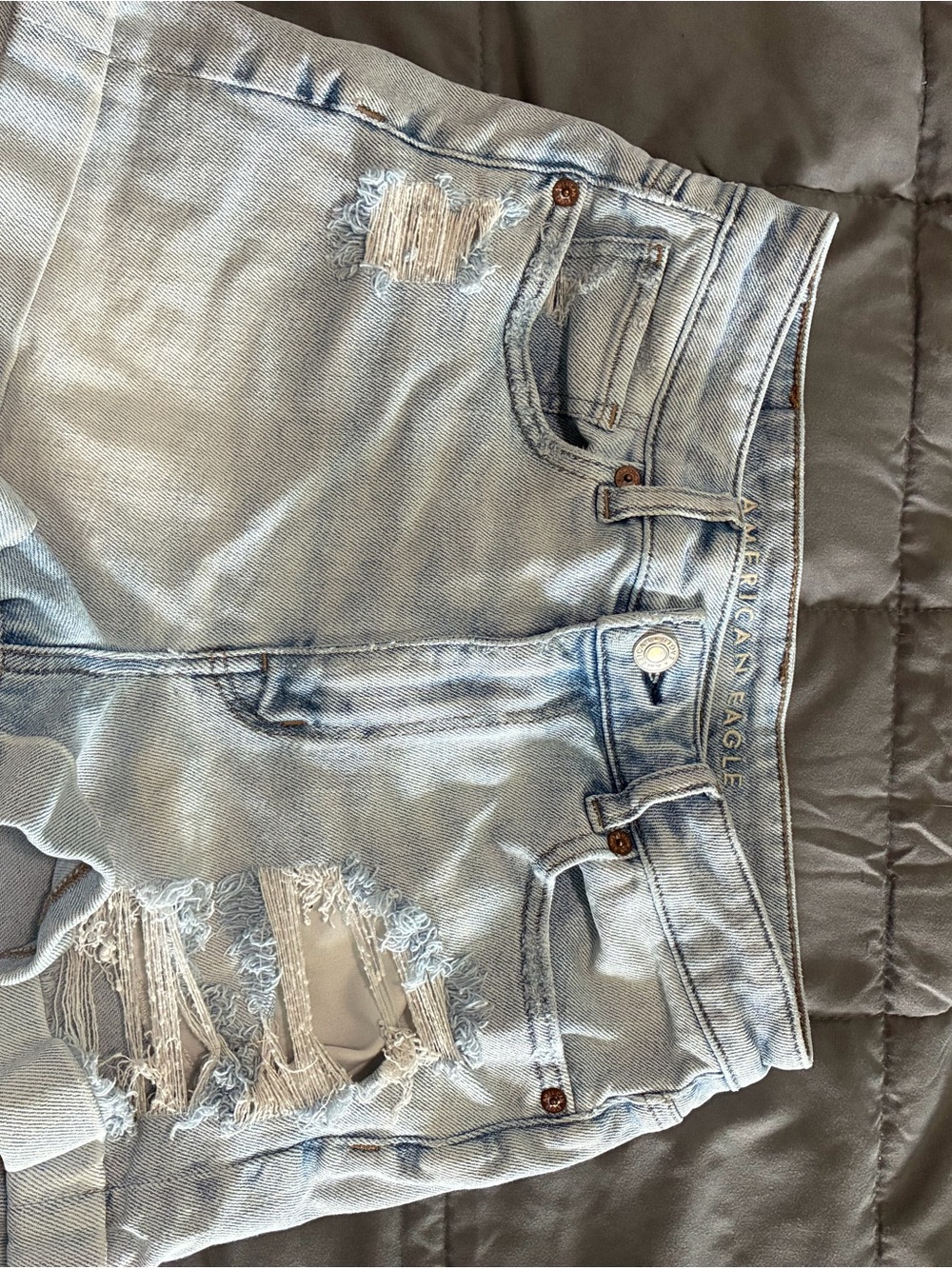 American Eagle Outfitters Light Wash Distressed Denim Shorts